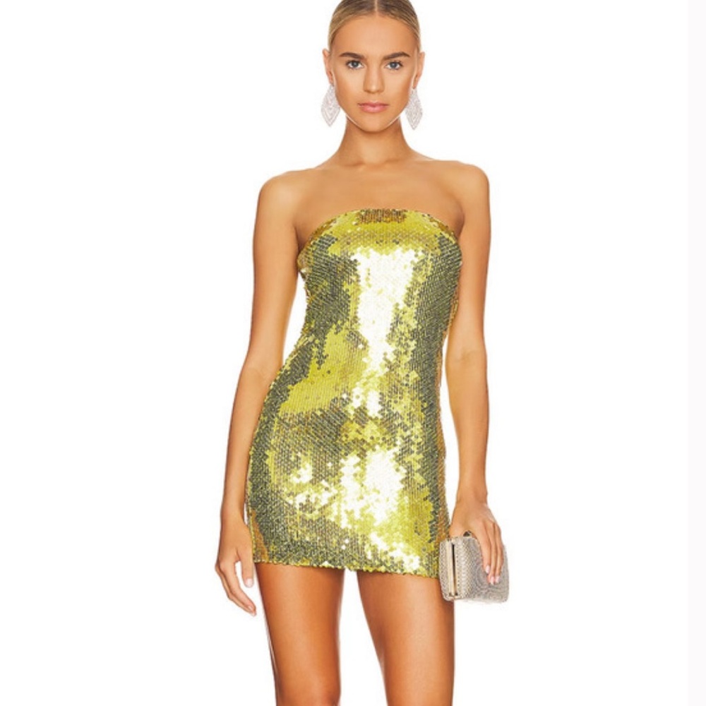 The Andamane Sequin Dress in lime